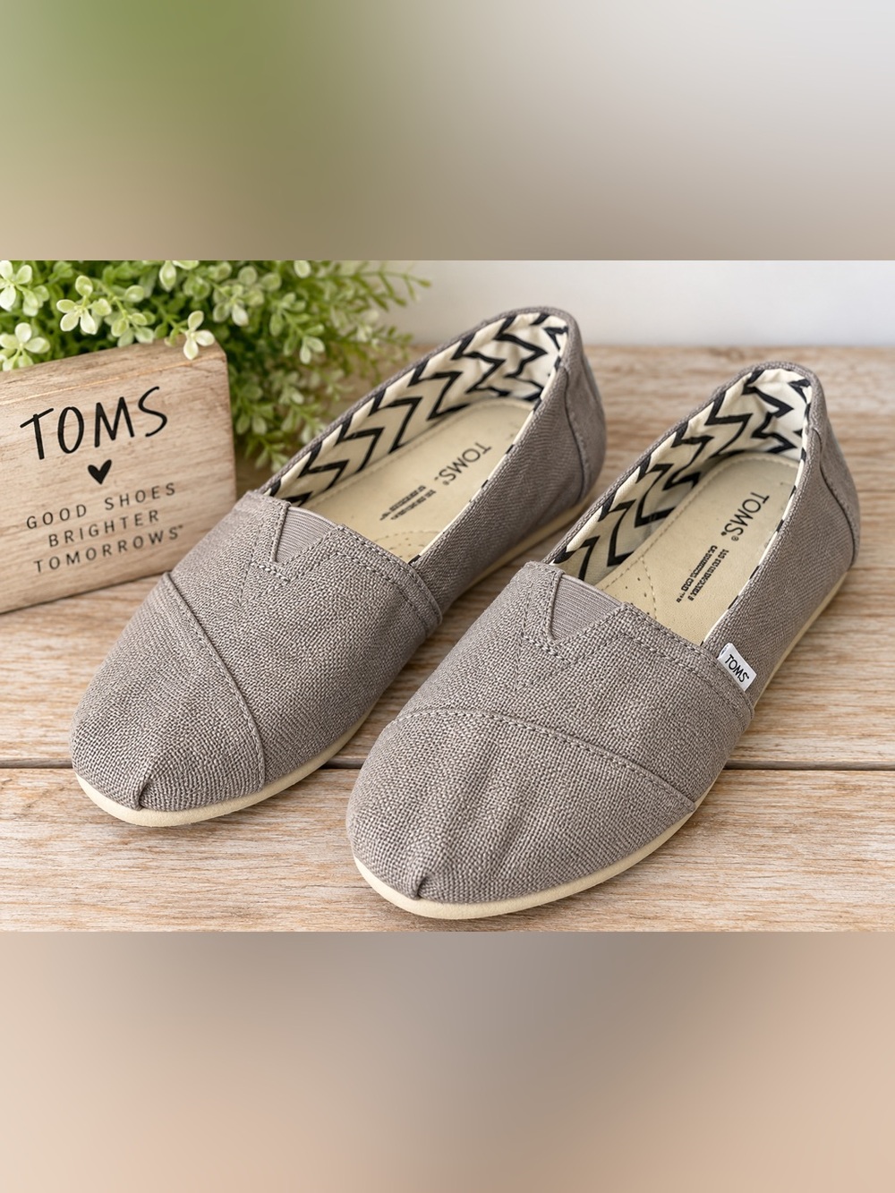 TOMS Women's Slip-On Canvas Shoes in Taupe 8